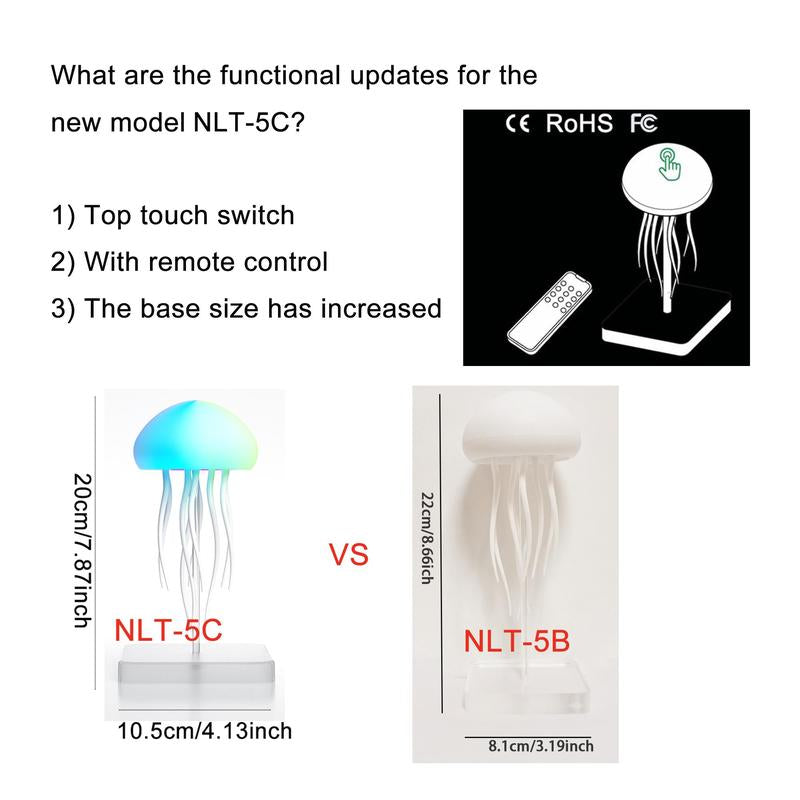 Enchanting Jellyfish LED Night Light - Rechargeable Table Lamp for Bedroom & Living Room Décor